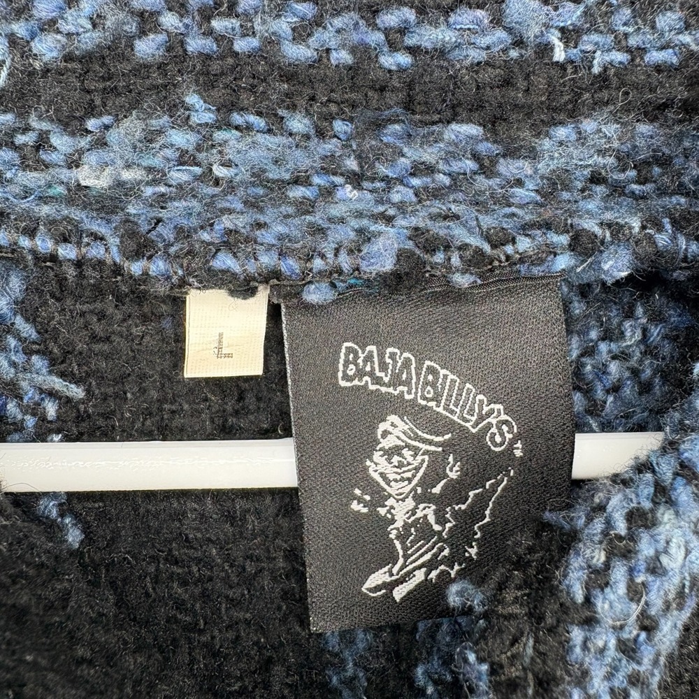 Baja Billys Blue Black Striped Baja Hoodie Drug Rug Pullover Large - Picture 3 of 6